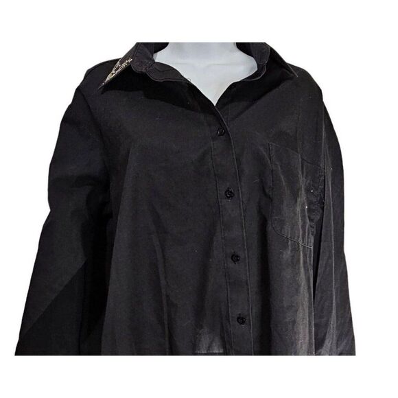 Vintage 80s Apache Shirt Womens Size Large Black Western Button Front Sequins - Picture 1 of 6